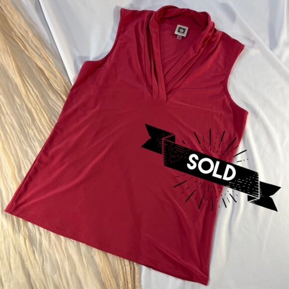 Anne Klein Womens Mauve Sleeveless V Neck Blouse Size M - Picture 1 of 10